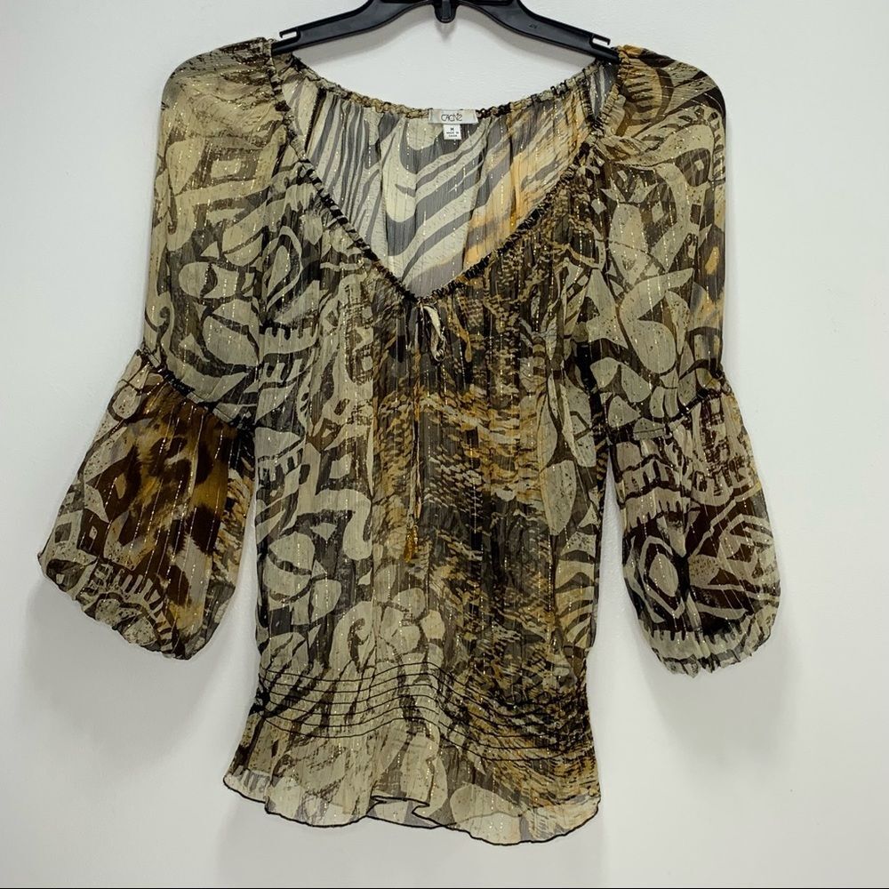 Cache Animal Print Leopard Smocked - image 1